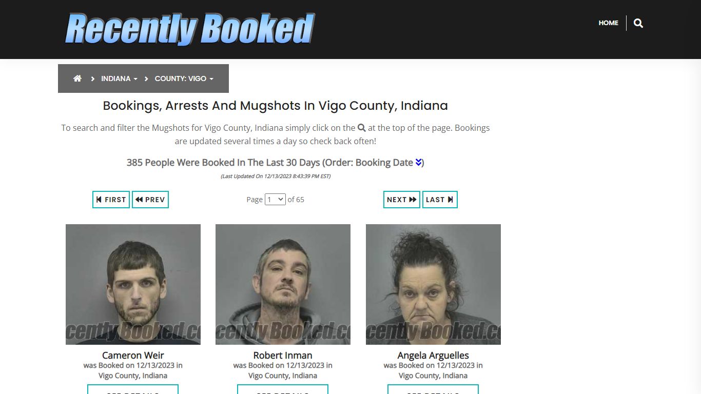 Recent bookings, Arrests, Mugshots in Vigo County, Indiana