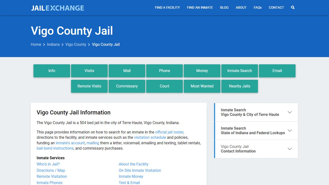 Vigo County Jail, IN Inmate Search, Information - Jail Exchange